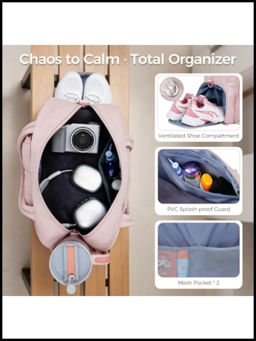 Pickleball Bag with Paddle & Ball Pockets, Shoe Compartment, 25L